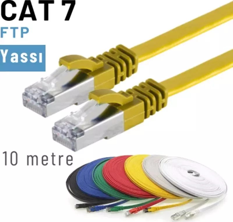 CAT7 Kablo Yassı FTP Ethernet Network LAN Ağ Kablosu