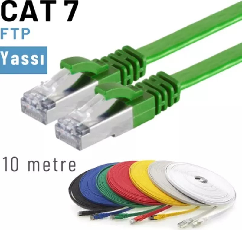 CAT7 Kablo Yassı FTP Ethernet Network LAN Ağ Kablosu