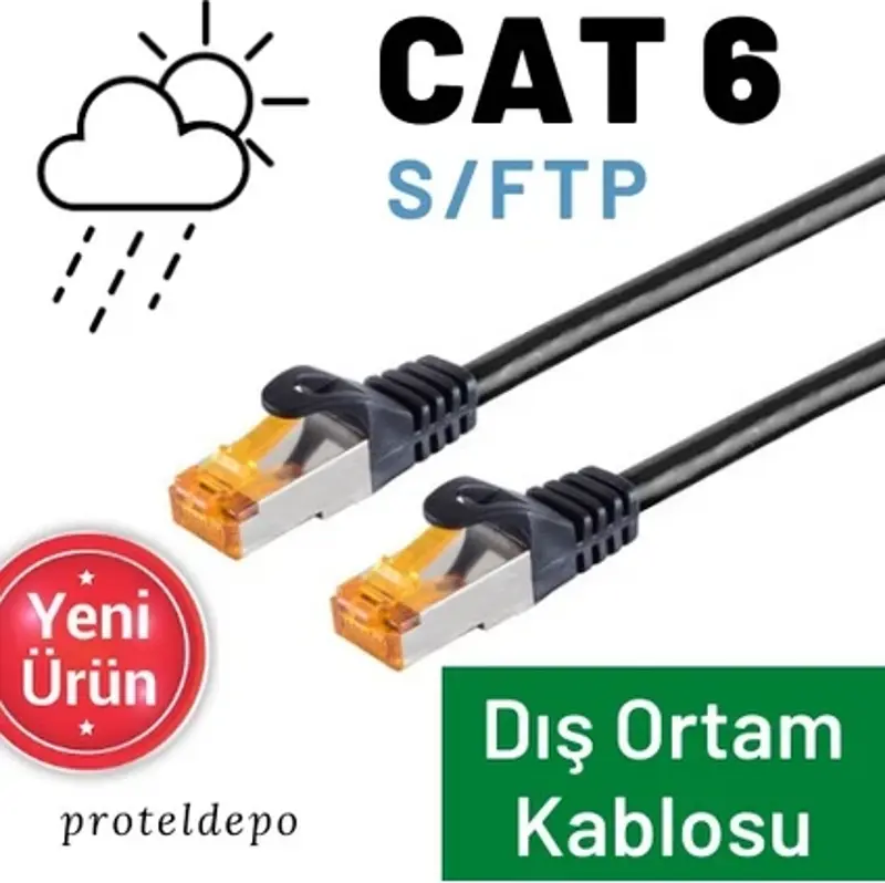 10 Metre CAT6 Kablo Dış Ortam Açıkhava Ethernet Network Lan Kablosu