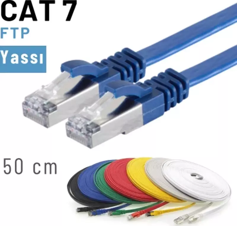 CAT7 Kablo Yassı FTP Ethernet Network LAN Ağ Kablosu