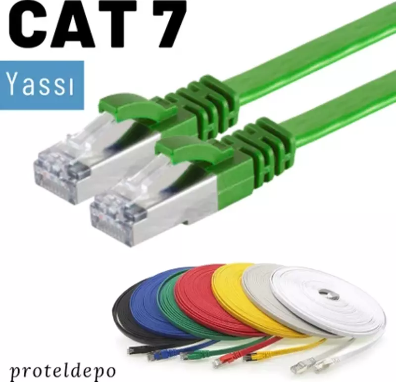 CAT7 Kablo Yassı FTP Ethernet Network LAN Ağ Kablosu