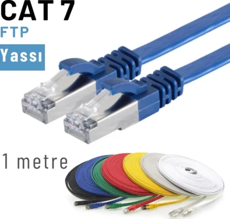 CAT7 Kablo Yassı FTP Ethernet Network LAN Ağ Kablosu