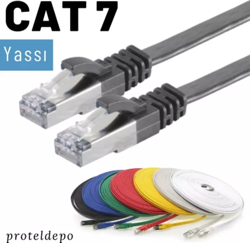 CAT7 Kablo Yassı FTP Ethernet Network LAN Ağ Kablosu