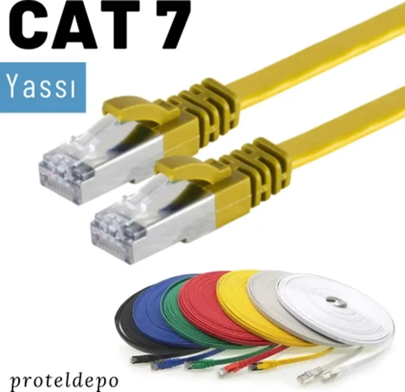 CAT7 Kablo Yassı FTP Ethernet Network LAN Ağ Kablosu