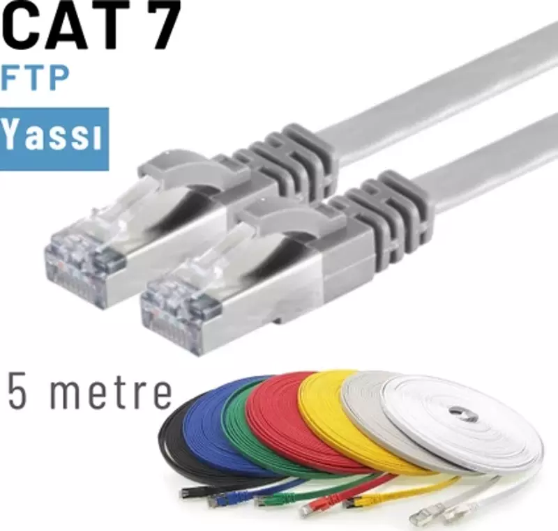 CAT7 Kablo Yassı FTP Ethernet Network LAN Ağ Kablosu