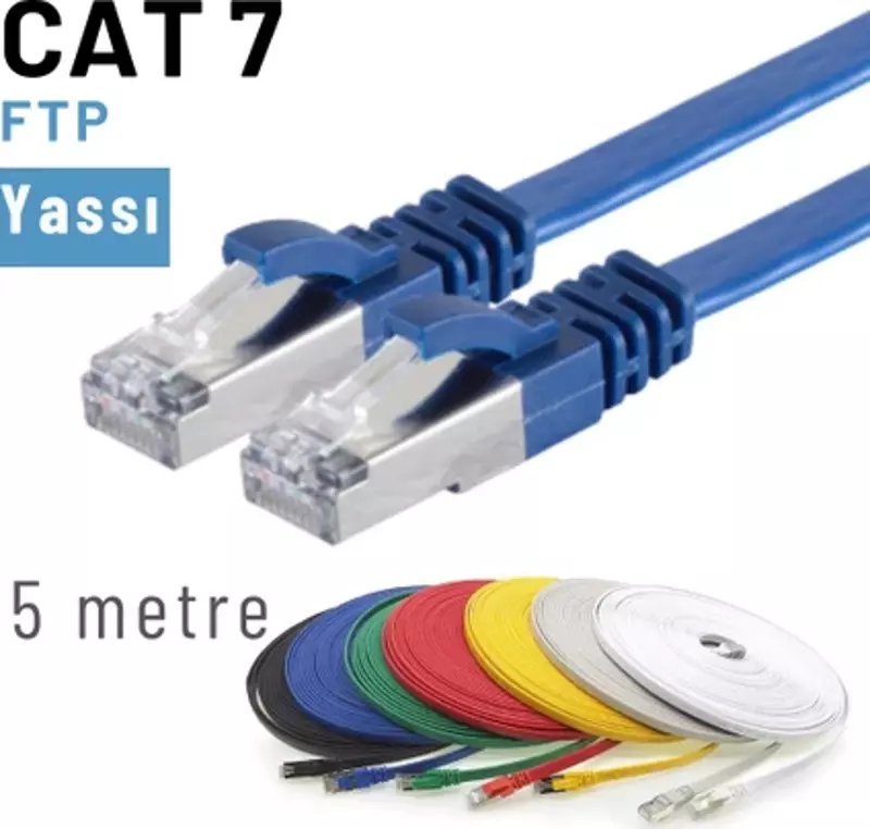 CAT7 Kablo Yassı FTP Ethernet Network LAN Ağ Kablosu