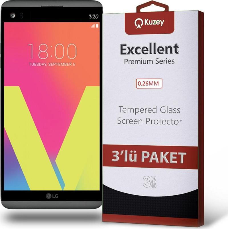 LG V20 Temperli Ekran Koruyucu Kırılmaz Cam Ekonomik 3'lü Paket