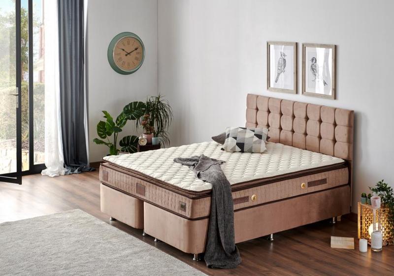 W. Cotton 150x200 cm Çift Kişilik Pedli Yatak Baza Başlık Takımı - Kumaş Baza, Başlık ve Yatak Seti