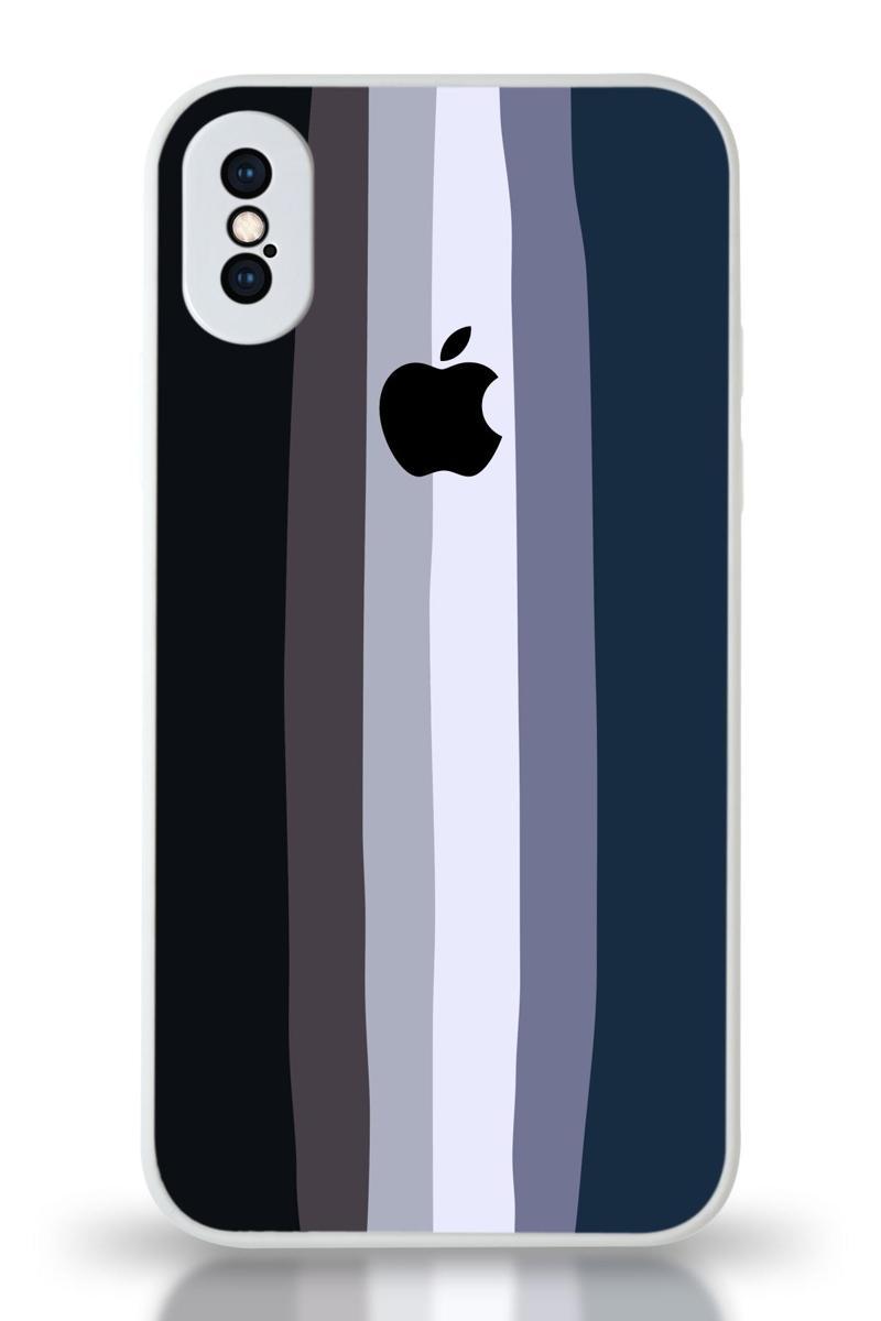 KZY İletişim Apple iPhone X Uyumlu Kamera Korumalı Cam Kapak - Beyaz Mavi