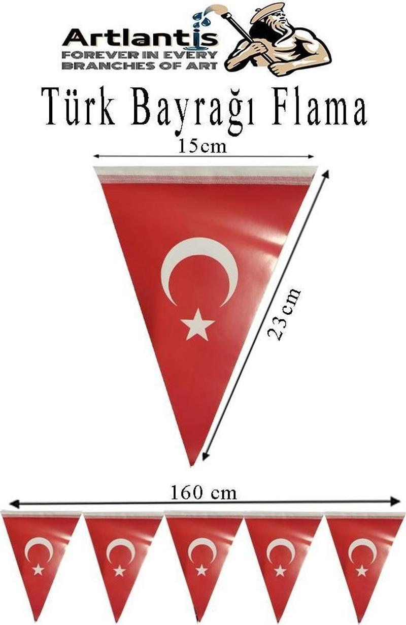 Bayrak Flama 1 Adet Ay Yıldız Bayraklı Flama Süsleme 29 Ekim 23 Nisan Üçgen Kağıt Flama Milli Bayram Süsü Sınıf Okul Sü