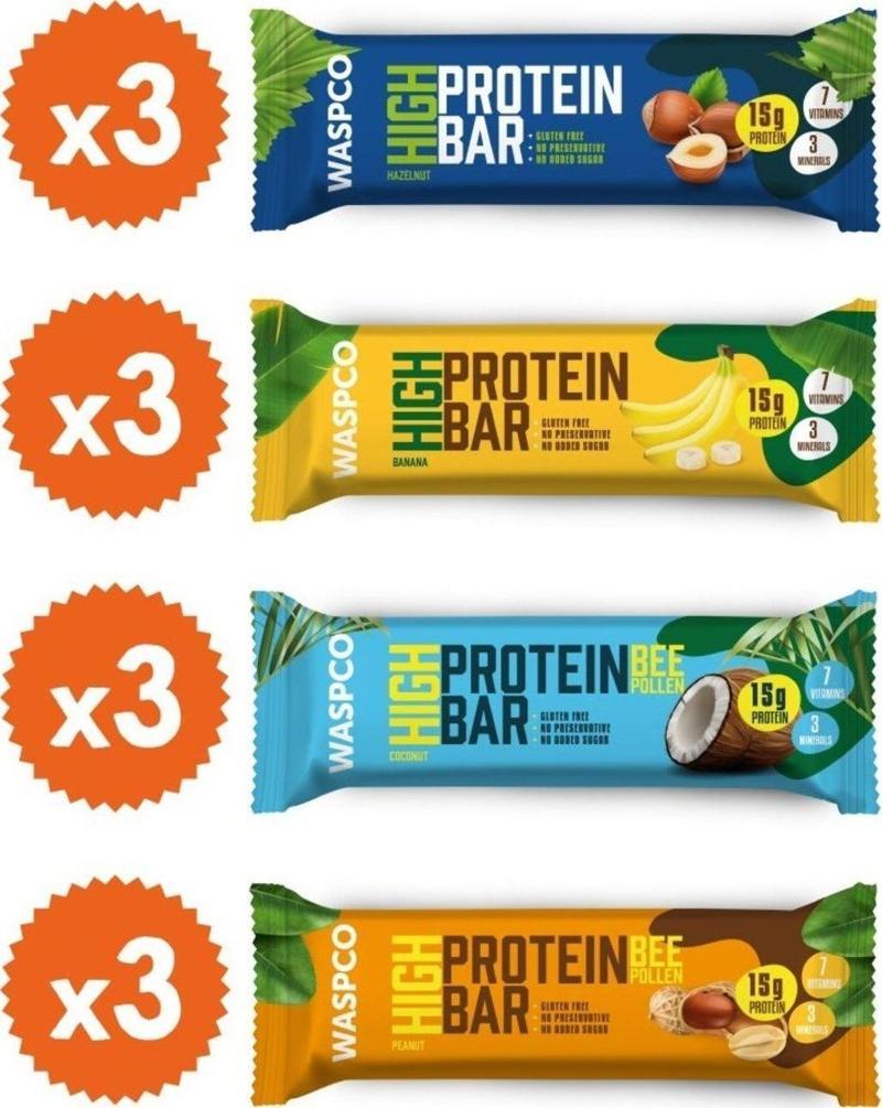 Yüksek Protein Bar 50G Karma Kutu 12 Adet (4 Çeşit)