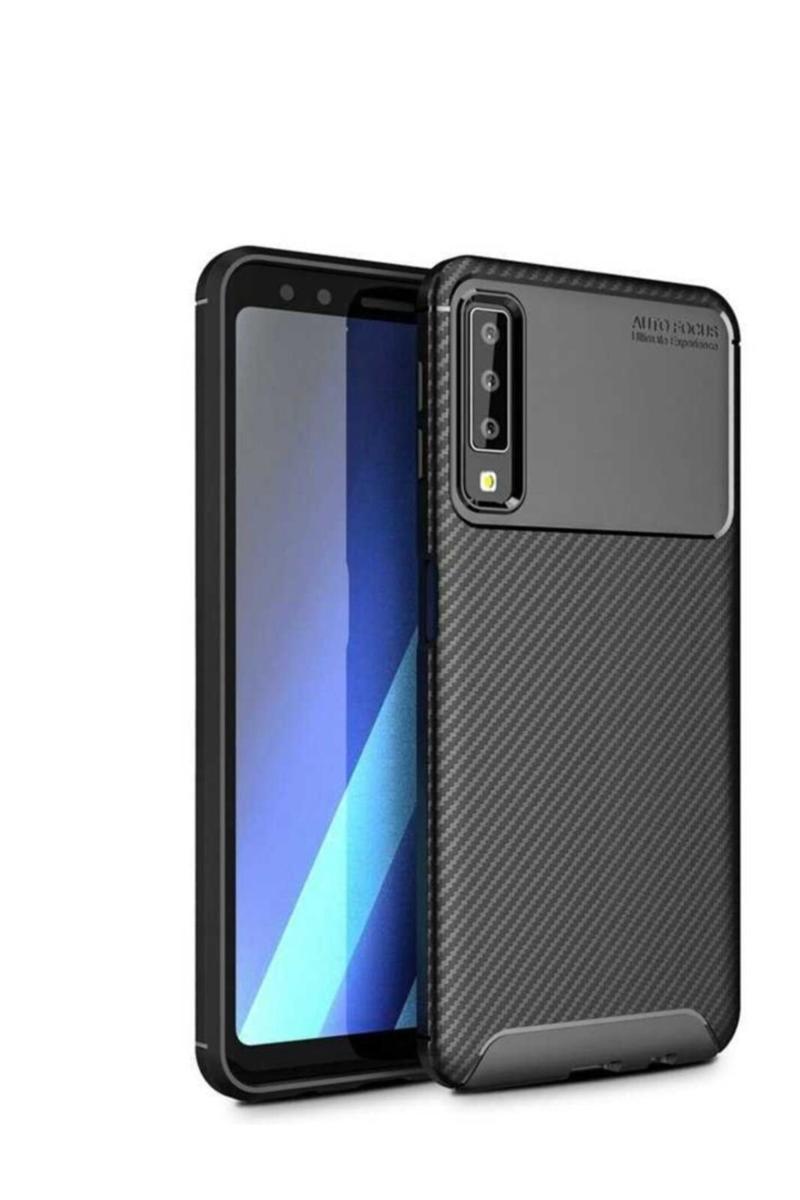 KZY İletişim Samsung Galaxy A70 Karbon Tasarımlı Kapak - Siyah