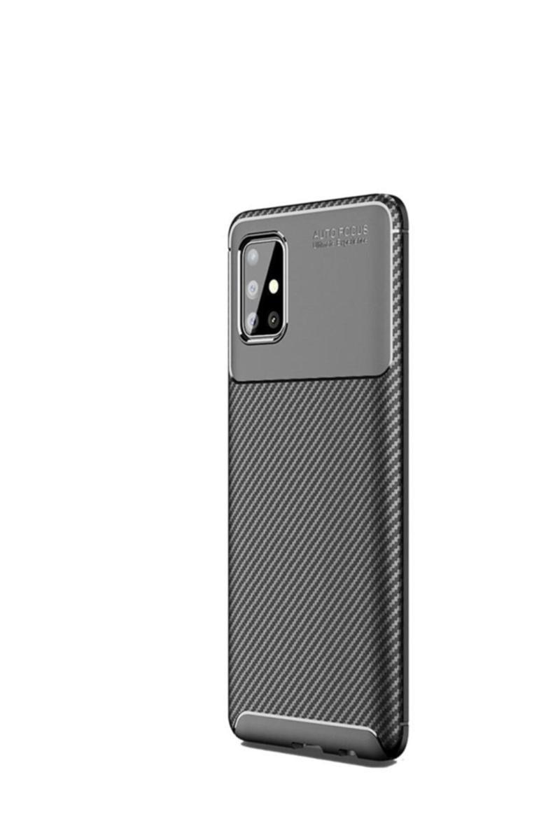 KZY İletişim Samsung Galaxy A71 Karbon Tasarımlı Kapak - Siyah