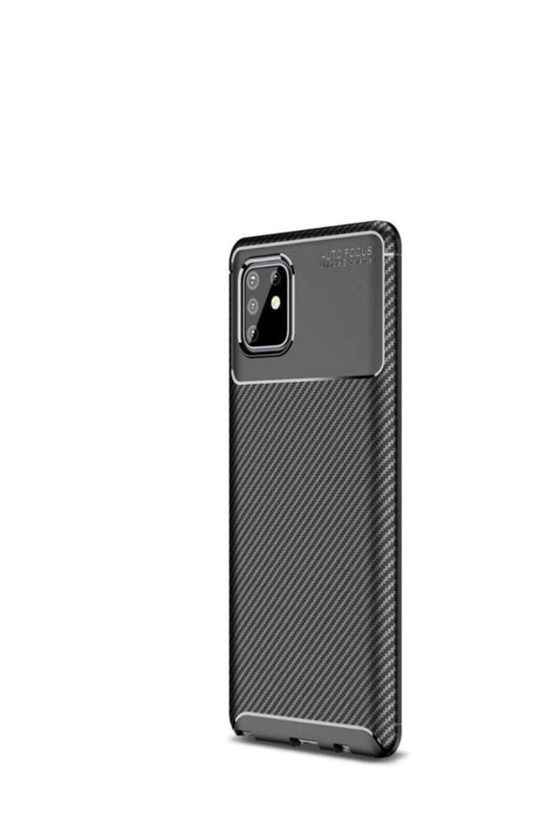 KZY İletişim Samsung Galaxy A81 Karbon Tasarımlı Kapak - Siyah