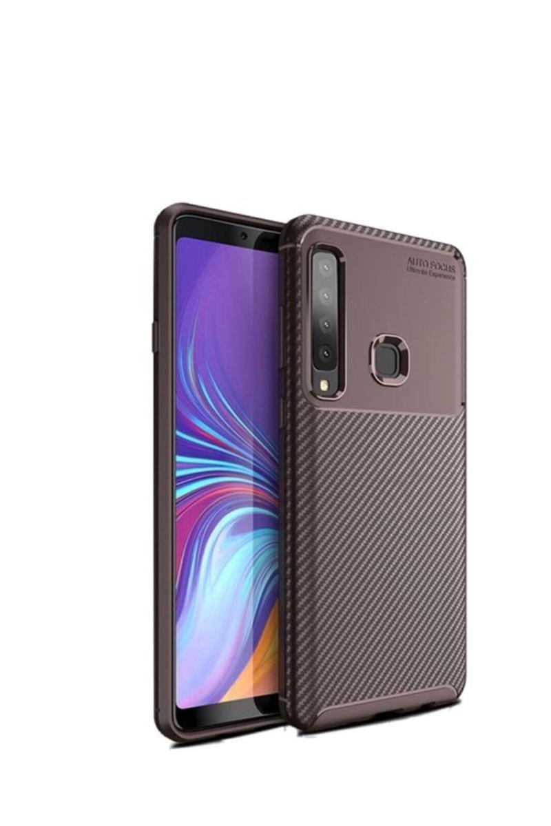 KZY İletişim Samsung Galaxy A9 2018 Karbon Tasarımlı Kapak - Kahverengi