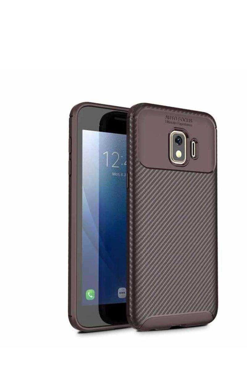 KZY İletişim Samsung Galaxy J2 Core Karbon Tasarımlı Kapak - Kahverengi