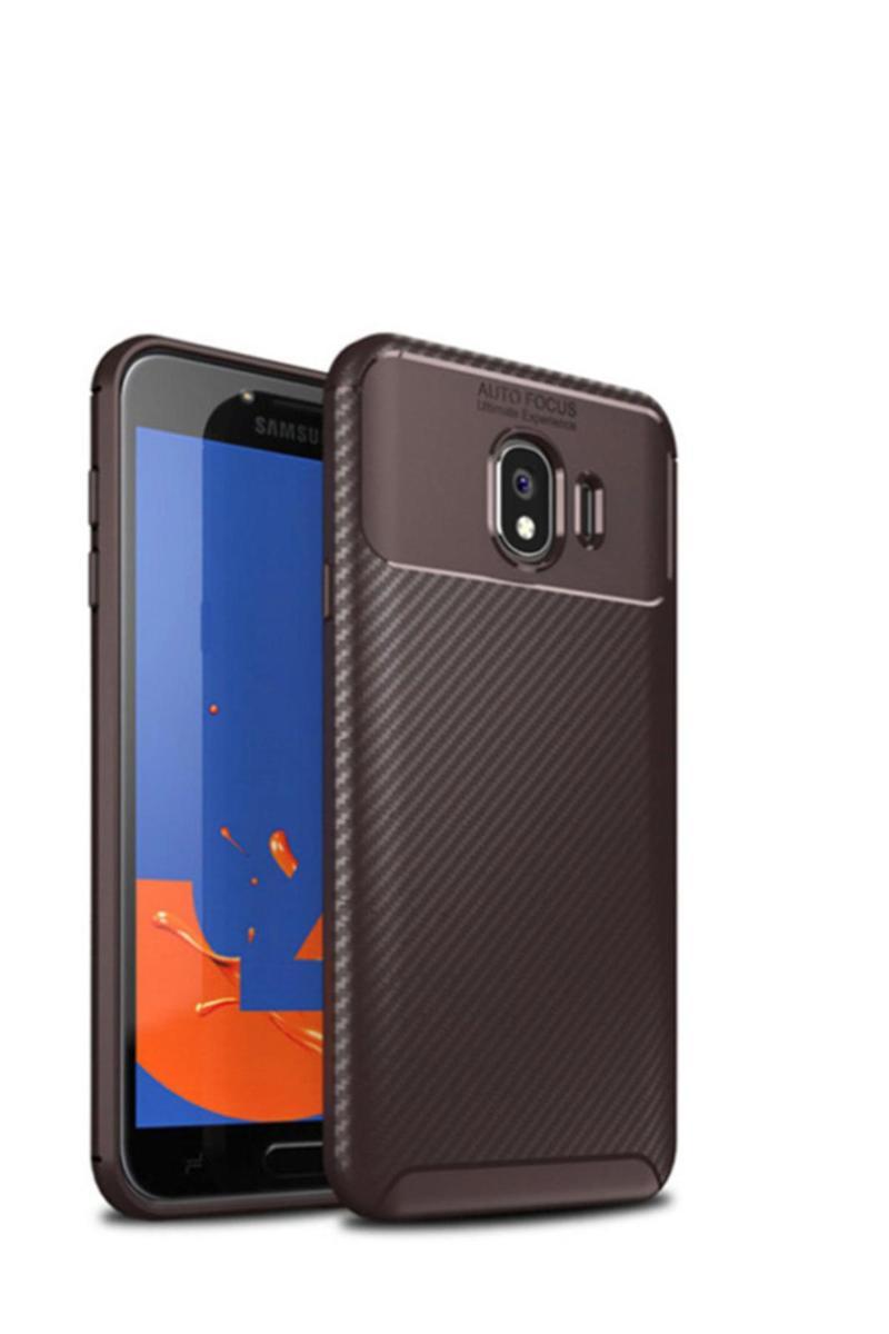 KZY İletişim Samsung Galaxy J4 Karbon Tasarımlı Kapak - Kahverengi