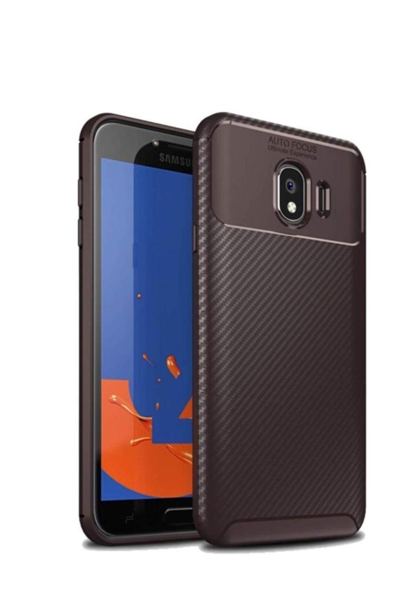 KZY İletişim Samsung Galaxy J4 Plus Karbon Tasarımlı Kapak - Kahverengi