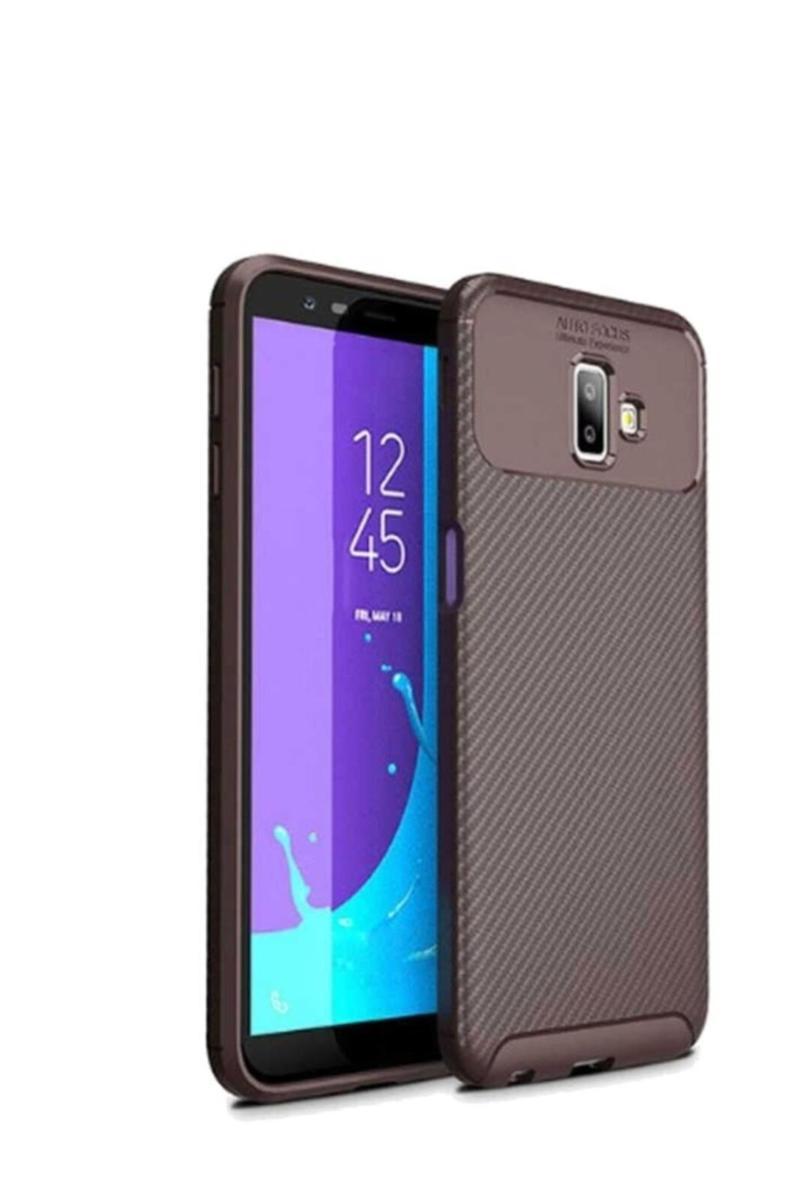 KZY İletişim Samsung Galaxy J6 Plus Karbon Tasarımlı Kapak - Kahverengi