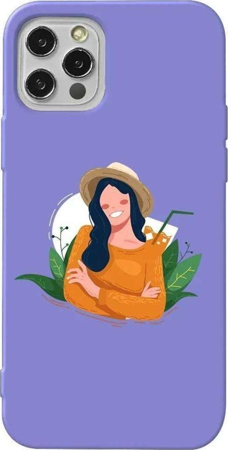 Iphone 13 Pro Max Lila Renkli Silikon Telefon Kilifi - Lovely Smile