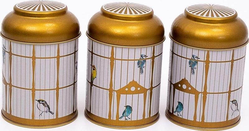 3'Lü Metal Saklama Kabı Seti 9 Cm Erzak Kabı Kavanoz Takımı, Bird Cage Erb05T7