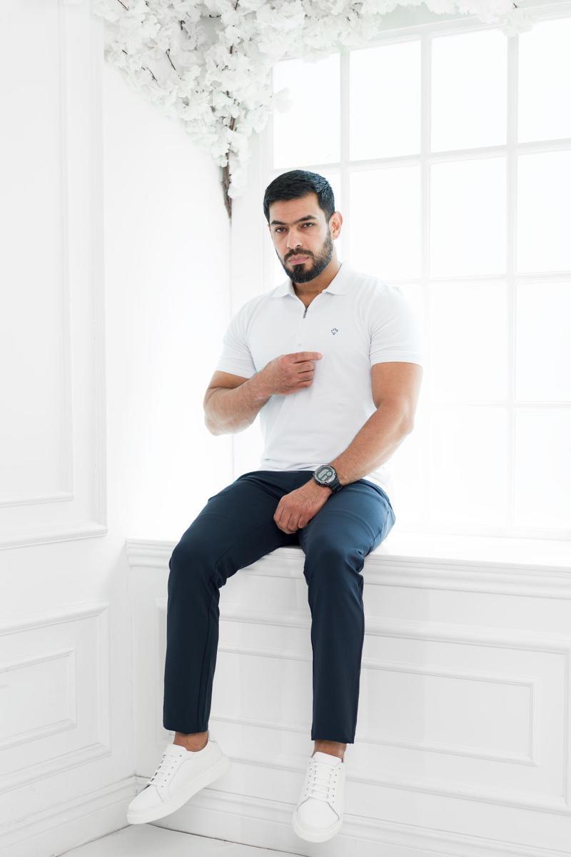 Fermuarlı Polo Yaka %100 Pamuk Regular Fit T-shirt