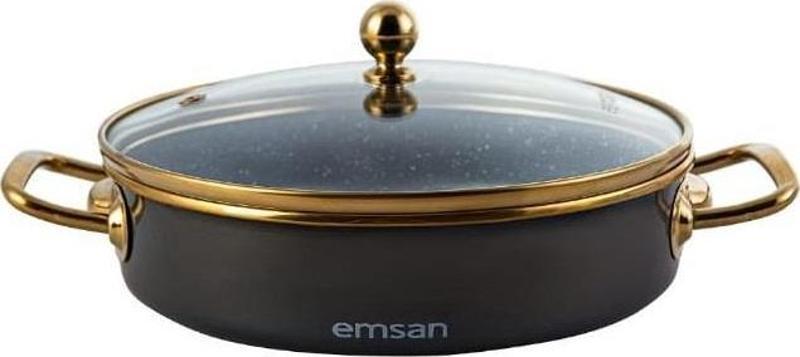 Troy Emaye 20cm Sahan Cam Kapaklı Siyah