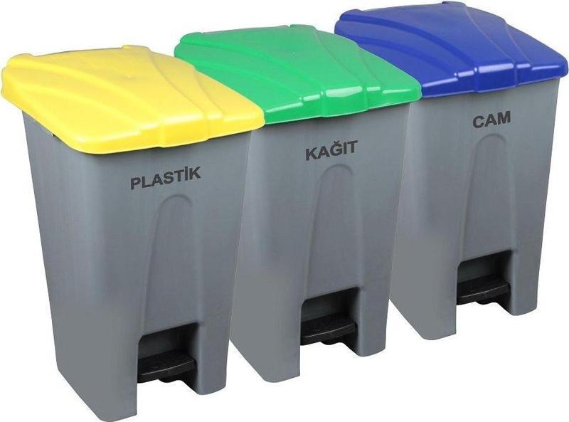 Pedallı Kağıt Plastik Cam Ayrıştırma Kovası - Ayrıştırma Konteyneri