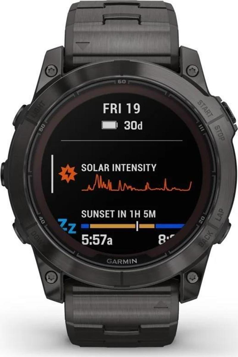 Fenix 7X Pro Sapphire Solar Karbon Gri DLC Titanyum - Titanyum Kayışlı