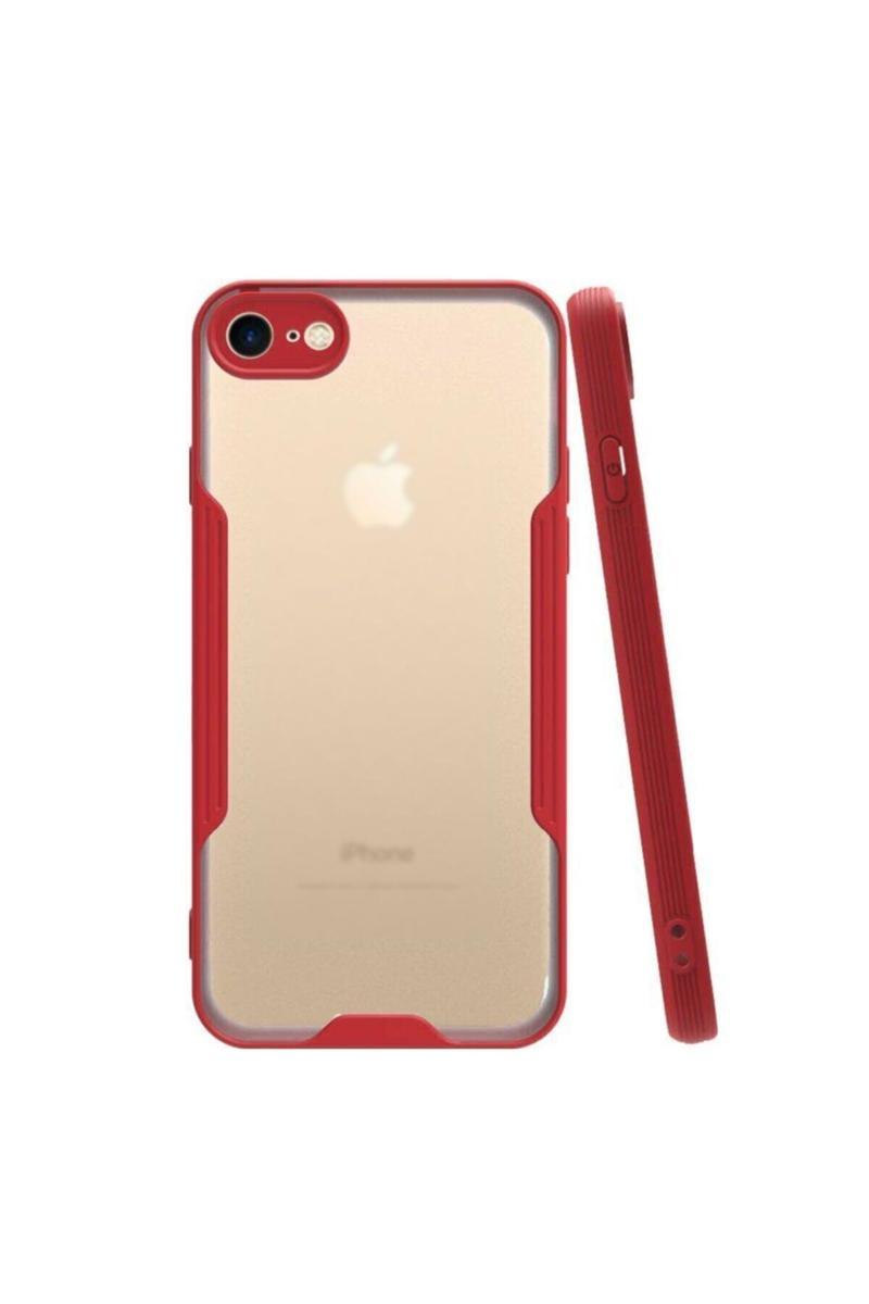 KZY İletişim Apple iPhone SE 2020 Kılıf Kamera Korumalı Colorful Kapak - Kırmızı