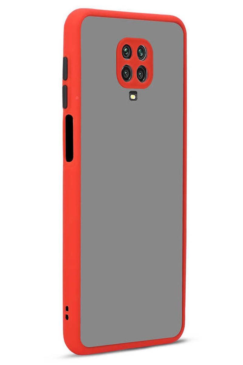 KZY İletişim Xiaomi Redmi Note 9s Kılıf Kamera Korumalı Tuşları Renkli Mat Arka Kapak - Kırmızı