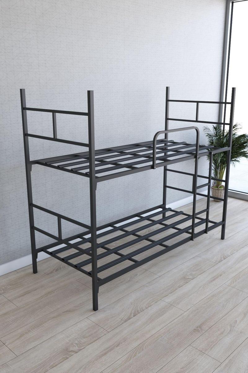 Bunkbed Metal Ranza, 2 Katlı, Siyah, 206X170X90 Cm