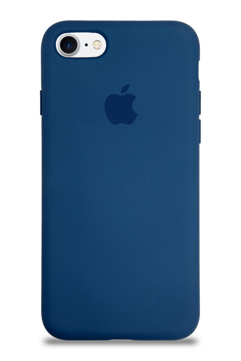 KZY İletişim Apple iPhone SE 3 2022 Logolu Silikon Kılıf Altı Kapalı İçi Kadife Lansman Arka Kapak - Lacivert IR9695