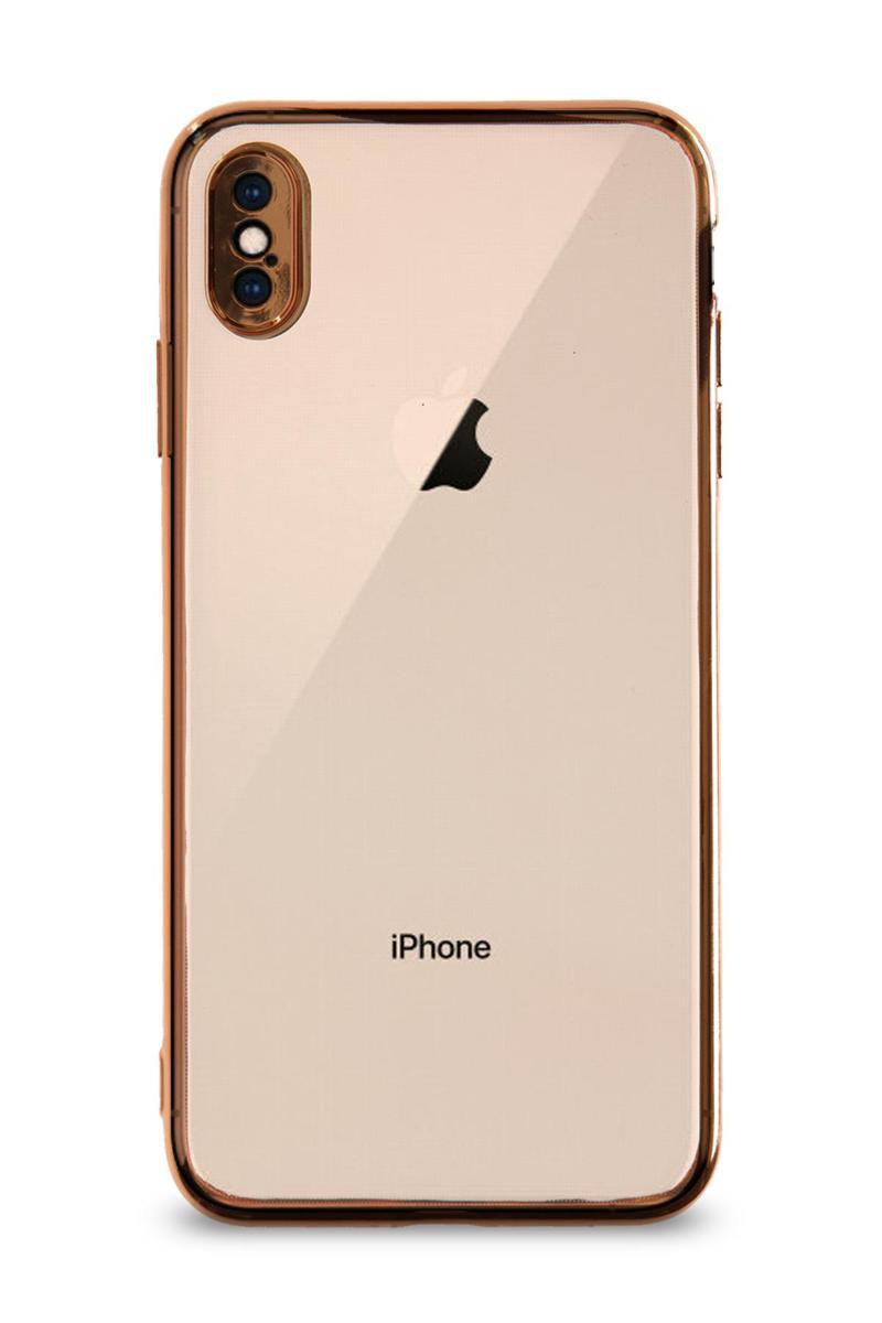 KZY İletişim Apple iPhone Xs Max Kılıf Renkli Şeffaf Kamera Korumalı Exclusive Silikon Kapak - Gold