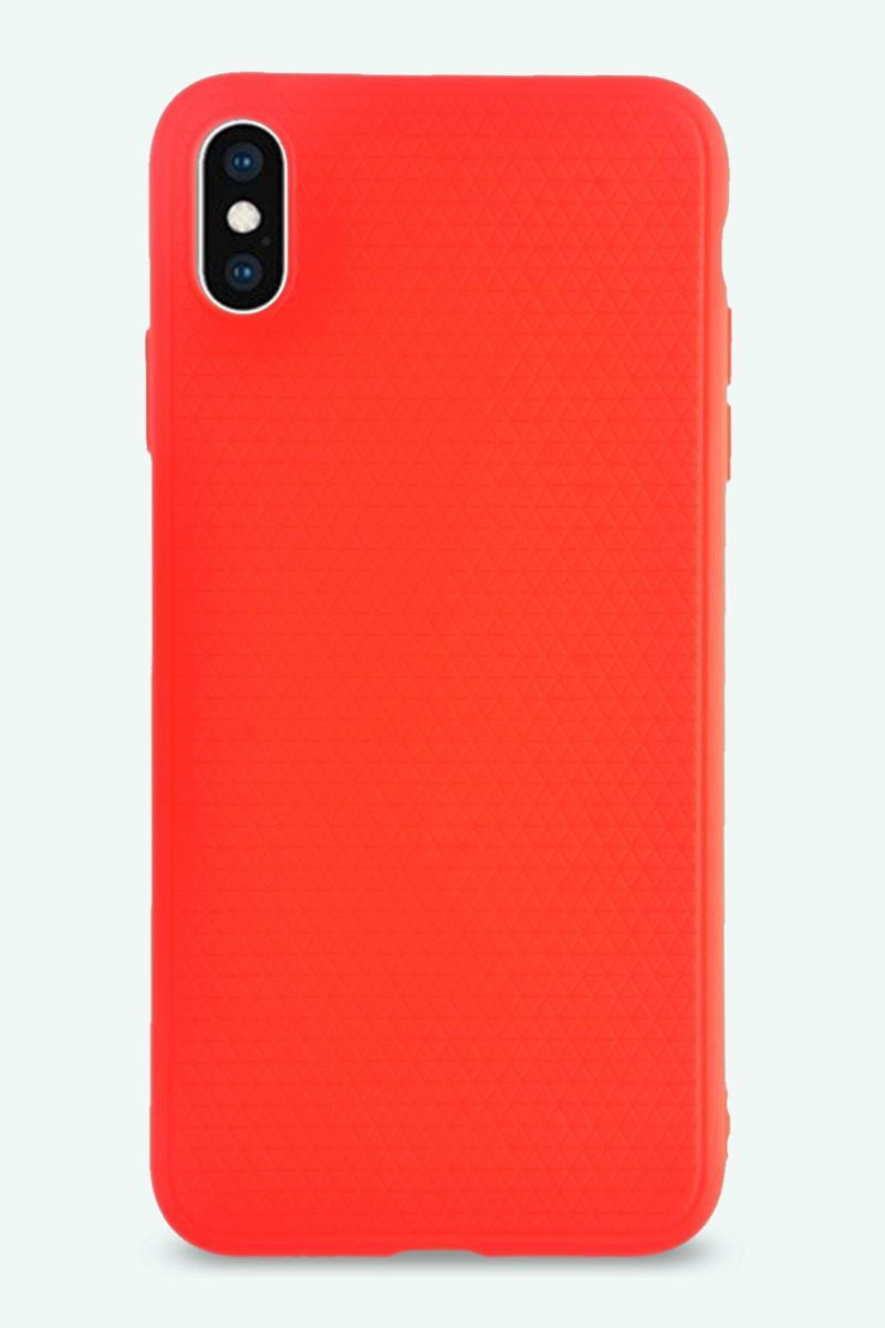 KZY İletişim Apple iPhone XS Max Kılıf Yumuşak Silikon Prizma Desenli Arka Kapak - Kırmızı