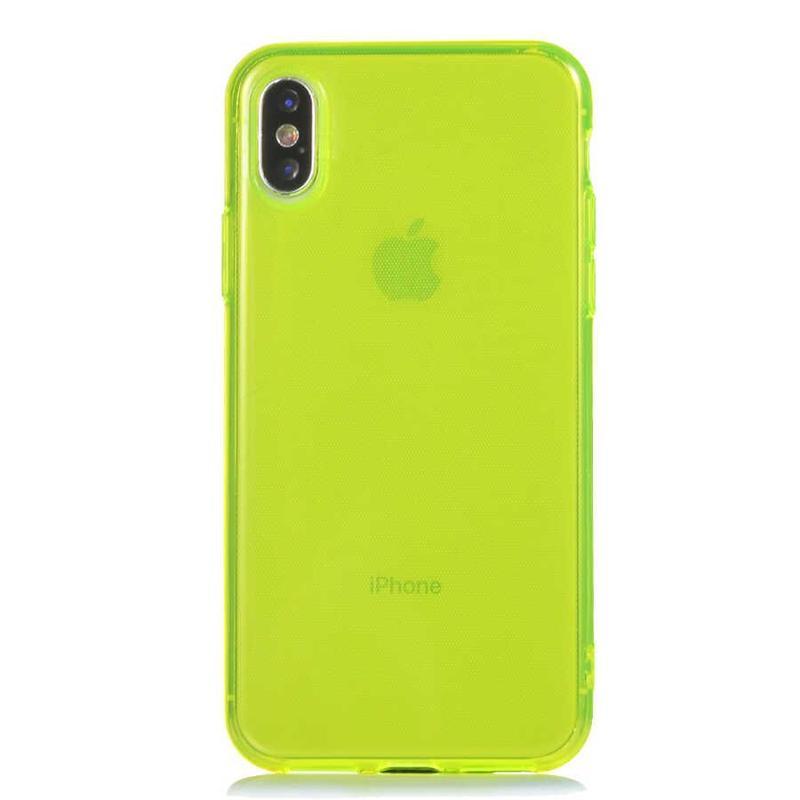 KZY İletişim Apple iPhone XS Kapak Kamera Korumalı Neon Renkli Silikon Kılıf - Neon Sarı