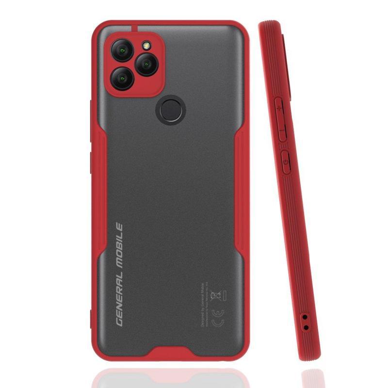 KZY İletişim General Mobile GM21 Kılıf Kamera Korumalı Colorful Kapak - Kırmızı