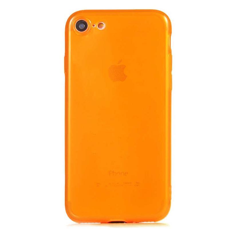 Kılıfmania Apple iPhone 7 Kapak Kamera Korumalı Neon Renkli Silikon Kılıf - Neon Turuncu
