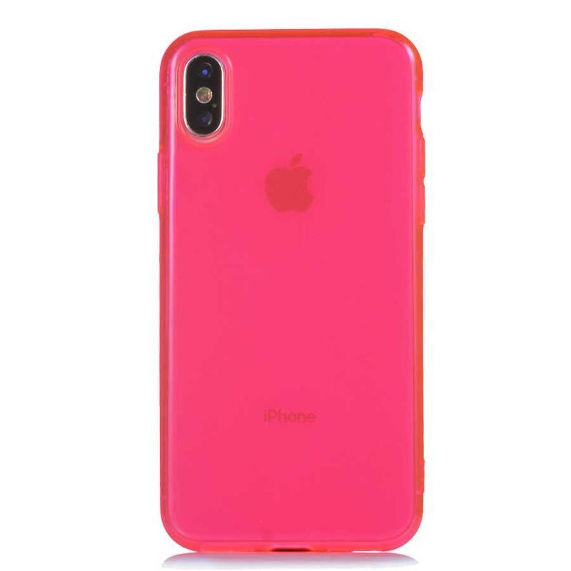 KZY İletişim Apple iPhone X Kapak Kamera Korumalı Neon Renkli Silikon Kılıf - Neon Pembe