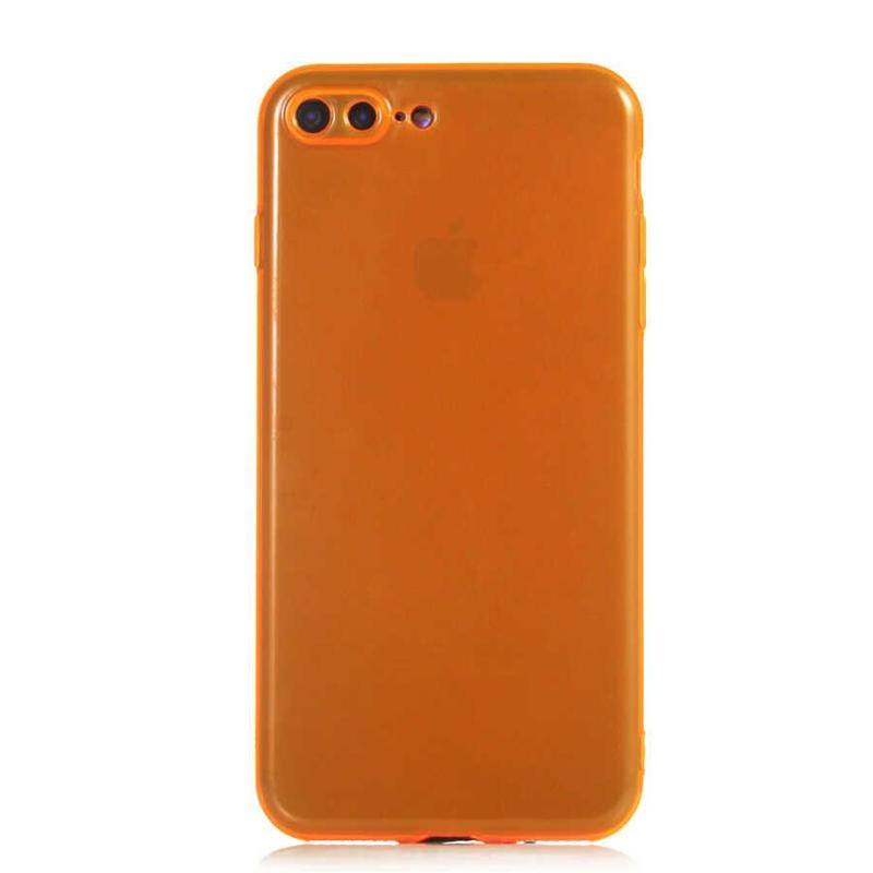 Kılıfmania Apple iPhone 7 Plus Plus Kapak Kamera Korumalı Neon Renkli Silikon Kılıf - Neon Turuncu