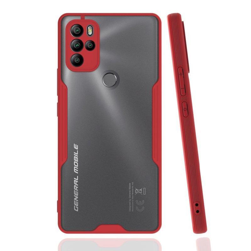 KZY İletişim General Mobile GM21 Pro Kılıf Kamera Korumalı Colorful Kapak - Kırmızı