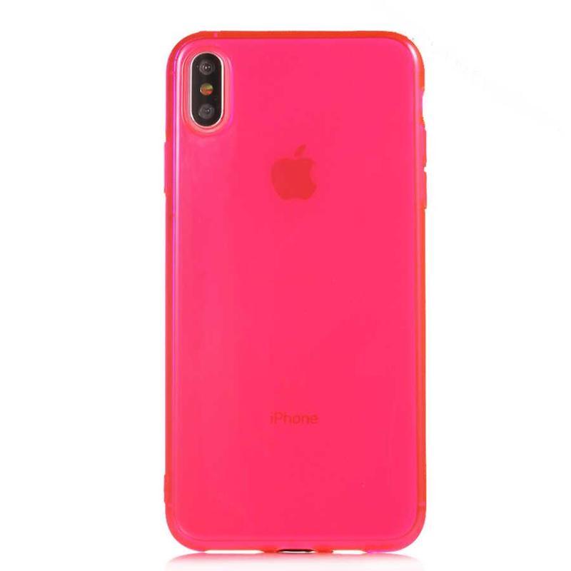 KZY İletişim Apple iPhone XS Max Kapak Kamera Korumalı Neon Renkli Silikon Kılıf - Neon Pembe
