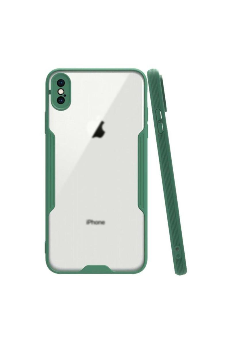 KZY İletişim Apple iPhone X Kılıf Kamera Korumalı Colorful Kapak - Yeşil