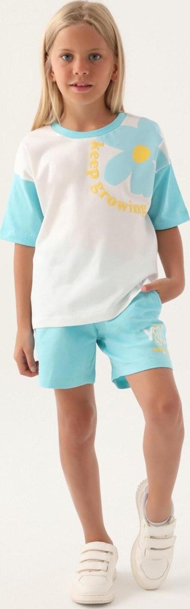 Rolypoly  RP3392 Keep Growing Turkuaz Kız Çocuk Şort Takım
