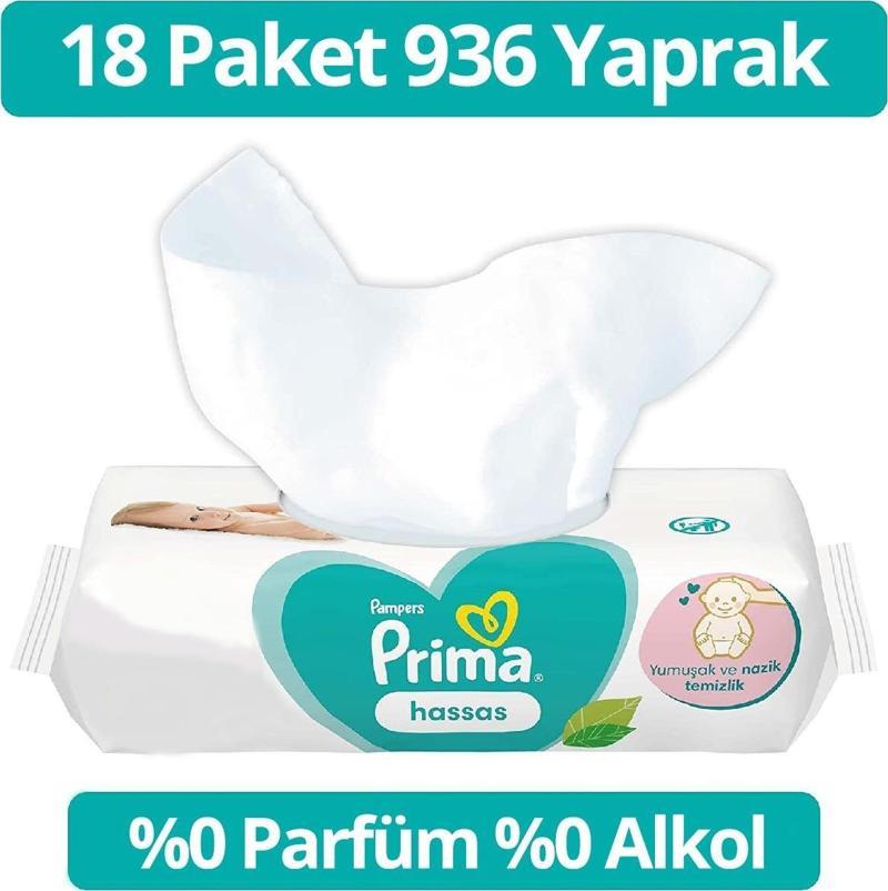 Islak Havlu Hassas Ciltler İçin  Kokusuz 18'li 936 Yaprak