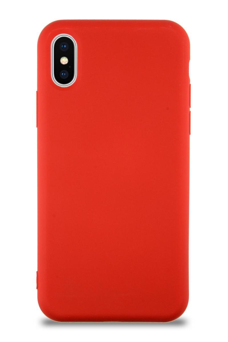KZY İletişim Apple iPhone XS Kapak İçi Kadife Lansman Silikon Kılıf - Kırmızı
