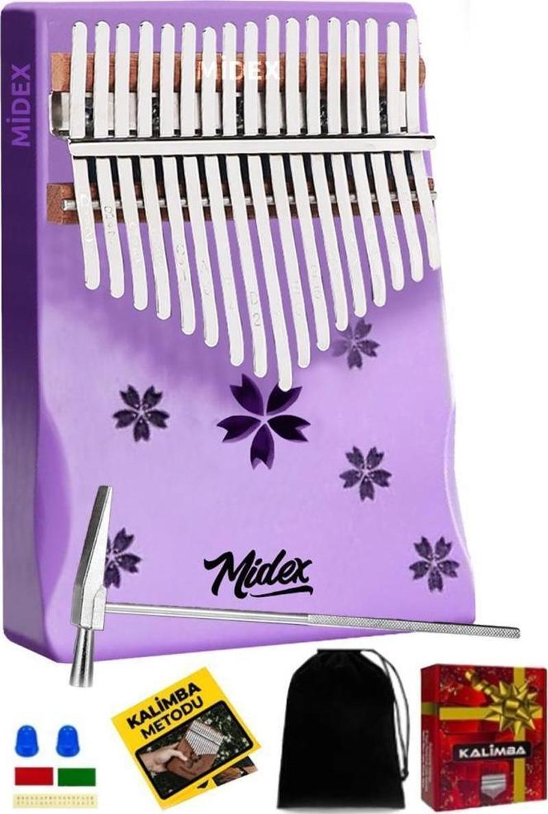 KLX-870 Mor Renk Yüksek Kaliteli Ahşap Kalimba 17 Tuşlu Full Set