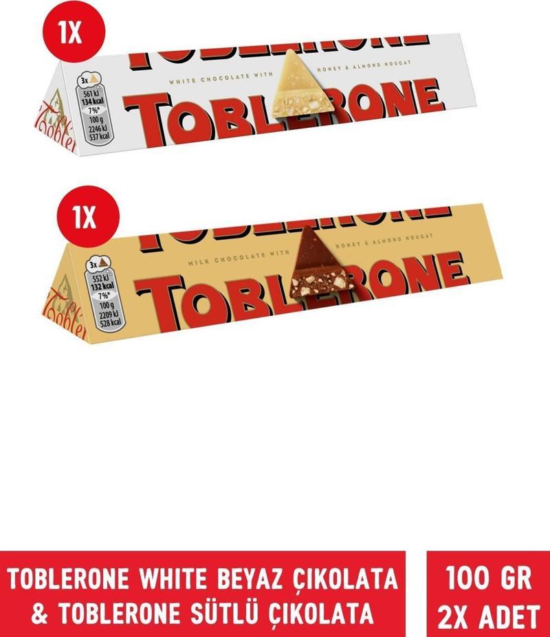 White Beyaz Çikolata 100 gr & Toblerone Sütlü Çikolata 100 gr