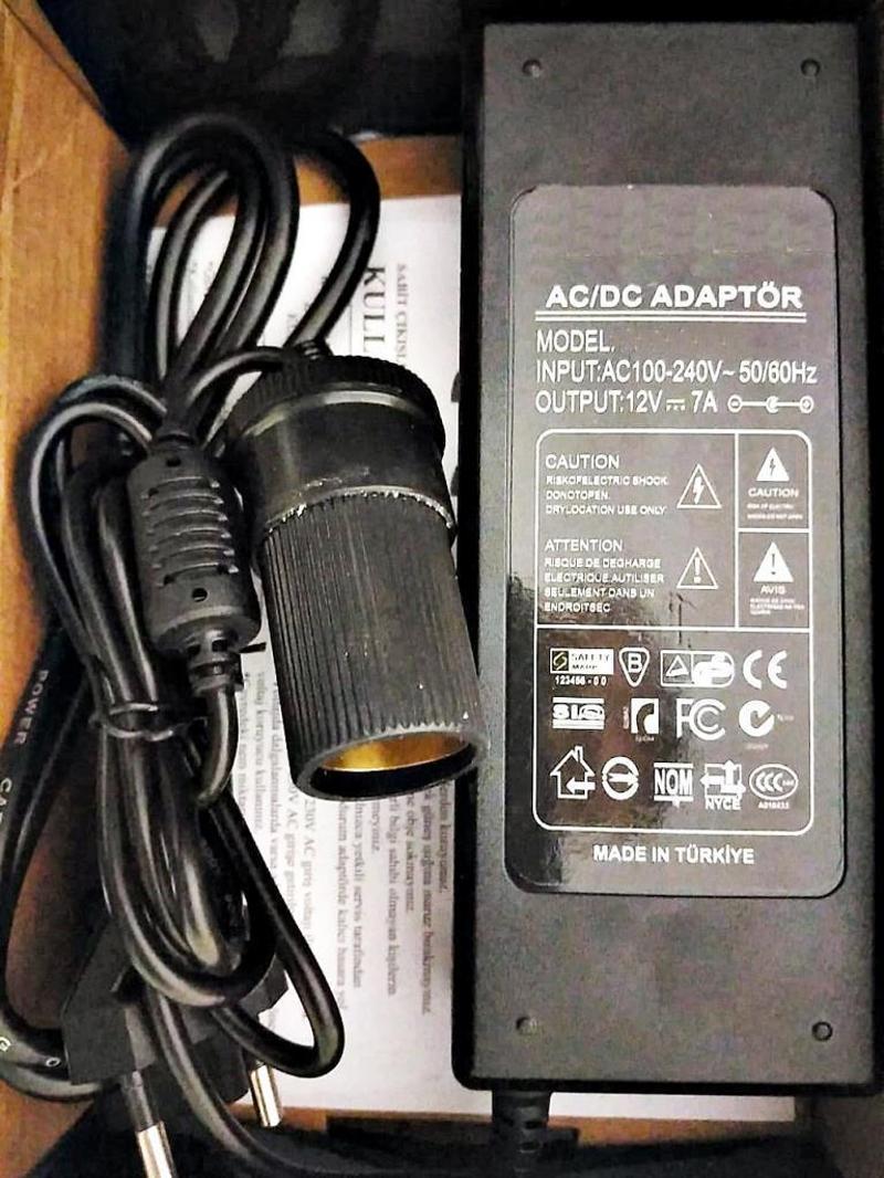 Çakmak Adaptörü Araç Çakmaklık Çevirici Oto buzdolabı Ev Tipi Çevirici Adaptör 84W/7A/12Volt