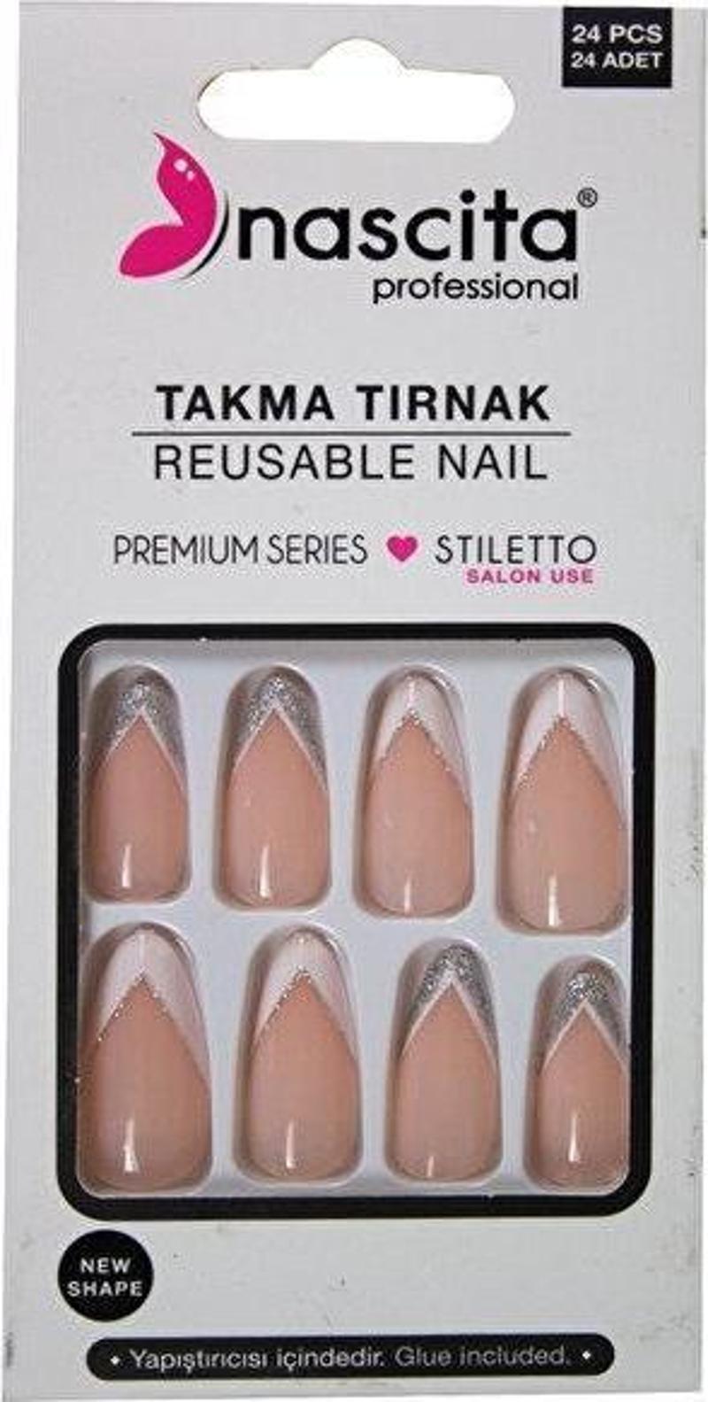 NAIL00201 STILETTO FRENCH TIRNAK